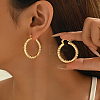 Brass Textured Rectangle Hoop Earrings TU9536-5-2