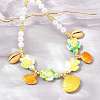 Ocean Brass Enamel Starfish Shell Shape Pendant Round ABS Imitation Pearl Beaded Necklaces KK-CBA4547-04A-G-2