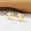 Brass Clover Stud Earrings EJEW-R016-20G-4