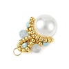 Baking Paint Pearlized Glass Pearl Round Pendants PALLOY-MZ01401-2