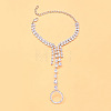 Brass Pave Cubic Zirconia Teardrop Hand Chain Finger Ring Bracelets for Women WGDC1F4-01-2
