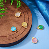 5Pcs 5 Colors Flat Round Brass Charms KK-TADJ0001-12-4
