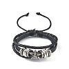 PU Leather & Waxed Cords Triple Layer Multi-strand Bracelets BJEW-G709-01B-1