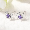 Spider Brass Micro Pave Cubic Zirconia Stud Earrings EJEW-L306-04P-01-3