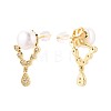 Teardrop Brass Micro Pave Clear Cubic Zirconia Dangle Stud Earrings PEAR-N017-07G-3