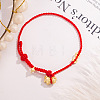 Brass Horse Charm Adjustable Braided Cotton Cord Bracelet for Women WG3613E-01-1