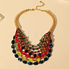 Alloy & Acrylic & Glass Multilayer Necklaces & Dangle Earrings Sets FS-WGC2698-02-4