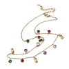 304 Stainless Steel Pave Colorful Cubic Zirconia Flat Round Rectangle Pendant Bib Necklaces NJEW-C114-03G-4