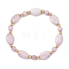 Natural Kunzite & Brass Beaded Strtetch Bracelets for Women BJEW-JB14124-01-2