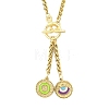 Ion Plating(IP) 304 Stainless Steel Green Yellow Enamel Letter & Eye Pendant Wheat Chain Necklaces STAS-Z102-01G-O-1