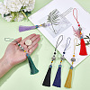 6Pcs 6 Colors Polyester & Platinum Zinc Alloy & Glass Pendant Decorations HJEW-DR0001-17-3
