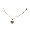 Heart Natural Abalone Shell/Paua Shell Pendant 304 Stainless Steel Satellite Chain Necklaces for Women NJEW-JN06368-4