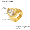 304 Stainless Steel Pave Single Cubic Zirconia Finger Rings WG57617-01-1