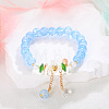 Daisy Crackle Glass Round Beaded Stretch Bracelets FS-WG28140-02-1