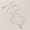 Autumn 304 Stainless Steel Enamel Pink Mushroom Pendant Necklaces for Women Men LI8986-4
