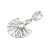 Brass Clear Cubic Zirconia Fan European Dangle Charms KK-Z090-05P-2