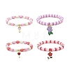 4Pcs 4 Style Handmade Polymer Clay Heishi Surfer Stretch Bracelets Set BJEW-JB08637-1