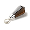 Natural Tiger Eye Pointed Pendants G-P474-02S-06-3