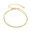 304 Stainless Steel Ball & Snake Chain Double Layered Bracelets for Women BJEW-F537-02G-3