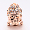 CZ Brass Micro Pave Grade AAA Cubic Zirconia 3D Buddha Head Beads ZIRC-L012-03RG-NR-1