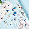 9 Pairs 9 Style Rhinestone Sun & Moon & Star & Planet Enamel Asymmetrical Earrings EJEW-AN0002-14-7