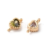 Brass Pave Glass Connector Charms KK-C062-008G-2