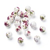 Floral Printed Porcelain Beads X-CFF042Y-1