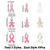30Pcs 3 Style October Breast Cancer Pink Awareness Ribbon Alloy Enamel Pendants ENAM-SC0003-32-2