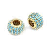 Brass Micro Pave Cubic Zirconia European Beads RB-CBAB488-01-2