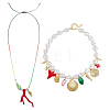 2Pcs 2 Styles Alloy Enamel & Brass & Porcelain & Acrylic Pendant Necklaces NJEW-PH01662-1