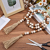Wooden Round Beads Hanging Decorations AJEW-SP0006-07-4
