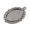 Tibetan Style Oval Alloy Pendant Cabochon Settings TIBEP-Q054-44B-RS-2