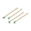 Ion Plating(IP) 316 Surgical Stainless Steel Curb Chain Extender with Synthetic Turquoise Round Charm STAS-A097-01G-14-1