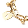 Padlock and Round Ball Charm Multi-strand Bracelet BJEW-G639-19G-2