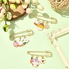 3Pcs 3 Style Easter Rabbit & Carrot & Egg Alloy Enamel Charms Safety Pin Brooches JEWB-TA00014-5