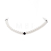 Natural Black Onyx Cross & Acrylic Imitation Pearl Beaded Necklace for Women NJEW-JN04218-4