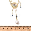 Chinese Brass Micro Pave Clear Cubic Zirconia and Imitation Pearl Gourd Shape and Square Pendant Necklaces with Natural Lapis Lazuli & Aquamarine Beads Tassel AJEW-H158-05G-6