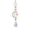 Glass & Brass Moon Star Pendant Decorations HJEW-PW0002-06D-1