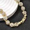 Brass Micro Pave Clear Cubic Zirconia Flat Round Link Chain Necklaces for Women NJEW-B157-18G-2
