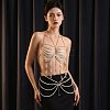 Alloy Heart Imitation Pearl Round Beaded Layered Tassel Body Chest Waist Chains WGA0E03-04-2