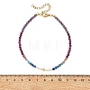 Natural Pearl Potato & Faceted Round Natural Ruby & Apatite & Kyanite & Rhodonite & Amethyst Beaded Anklets AJEW-AN00838-4