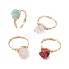 Valentine's Day Rose Natural Green Aventurine & Quartz Crystal & Red Jasper & Rose Quartz Finger Rings RJEW-JR00813-1