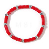 Glass & Steel Beads Stretch Rings FS3784-1