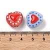 Heart Pattern Handmade Porcelain Enamel Beads PORC-G016-03-5