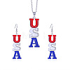 Independence Day Zinc Alloy Enamel & Rhinestone Pendant Necklaces & Dangle Earrings Sets FS-WG64DB3-13-1