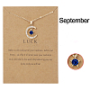 Moon & Star Alloy Rhinestone Birth Stone Pendant Necklaces WG0039E-09-1