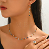 Women's Stainless Steel Enamel Dangle Stud Earrings & Necklaces & Rings Sets OA6084-2