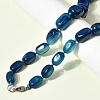 Dyed Natural Agate Cuboid Graduated Beaded Necklaces with Alloy Clasps NJEW-C113-01H-3