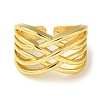 Criss Cross Rack Plating Brass Open Cuff Rings for Women RJEW-M162-10G-2