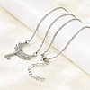 Brass Micro Pave Clear Cubic Zirconia Winged Key Pendant Necklaces CU-CBABA66-13P-3